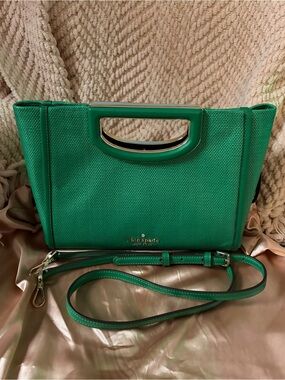 Kate Spade Alexia Straw Crossbody Clutch in Green Bean - NWT